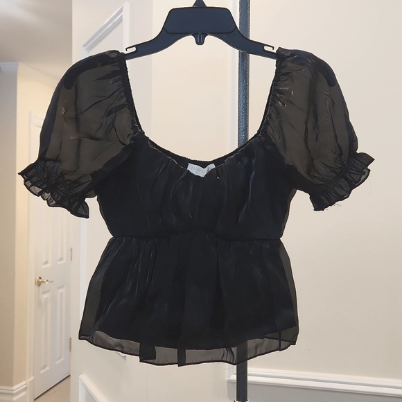 Puff-Sleeve, Black Sheen top.  New with tags!  Romantic and Flirty! - Picture 16 of 16